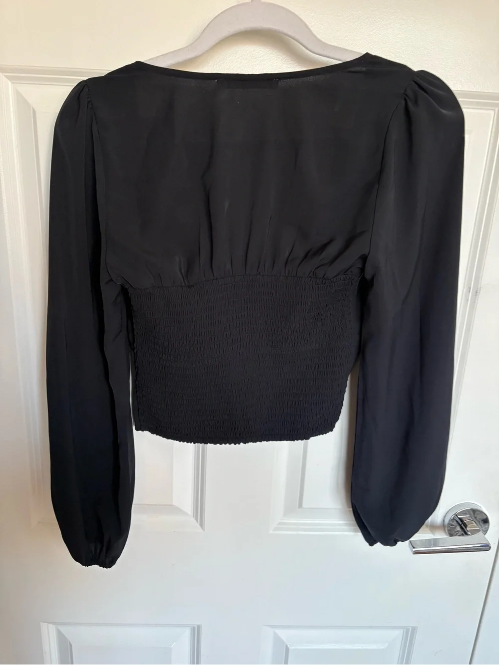 Abercrombie & Fitch Black Long-Sleeve Tie-Front Blouse